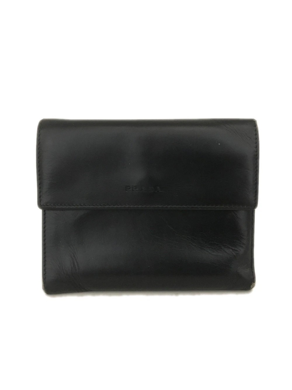 Vintage PRADA Black Spazzolato Leather Compact Wallet - As Is / Flawed 👝